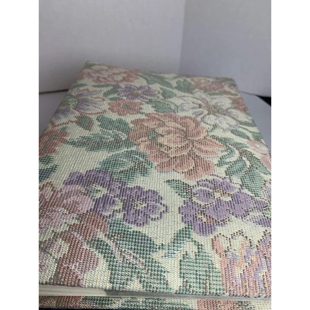 Vintage Floral Tapestry Photo Album Holds 300 3.5x5 Pictures Memo Column Cottage